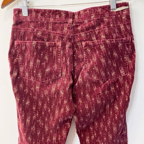 Anthro pilcro Corduroy Dark Red Cream Aztec Boho Skinny Pants Size 27 - Picture 5 of 11